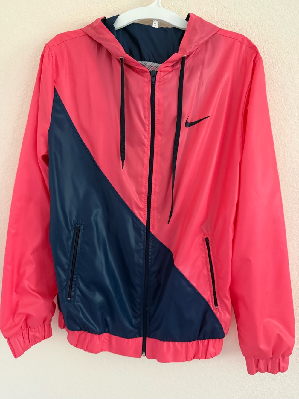 Nike Coral Pink and Navy Hooded Windbreaker